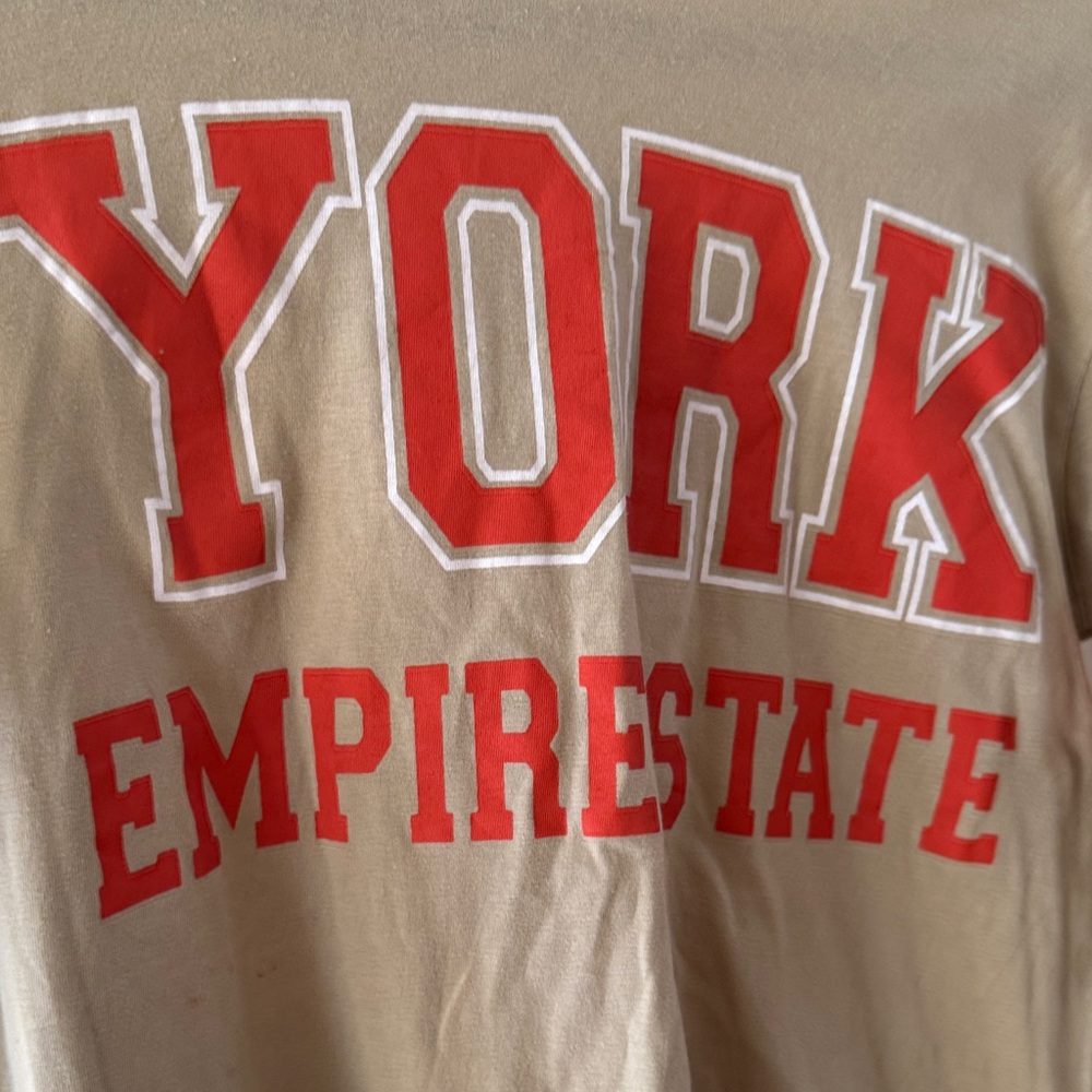 On Fire Beige Long Sleeve with Red New York Print - Picture 3 of 6